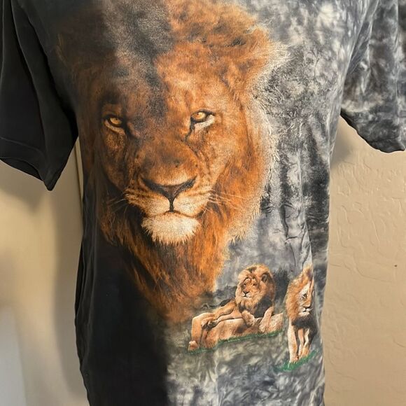 Y2K Visions Lion Nature Print Tie Dye Graphic Shirt Boho Casual - Picture 4 of 8